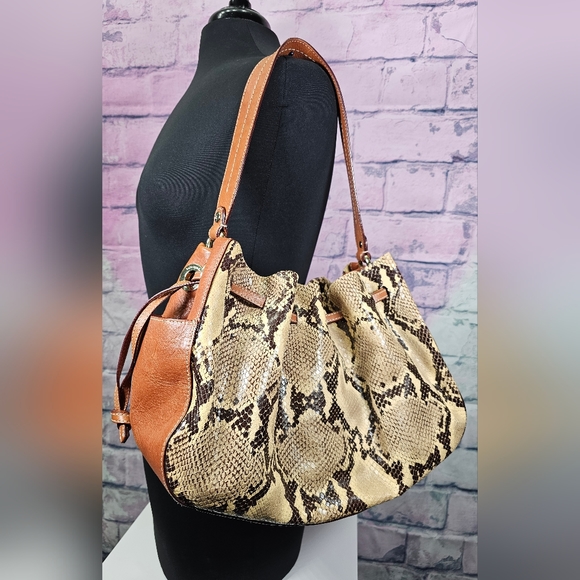 Vintage Kate Spade Snakeskin Drawstring Shoulder Bag - Picture 2 of 15